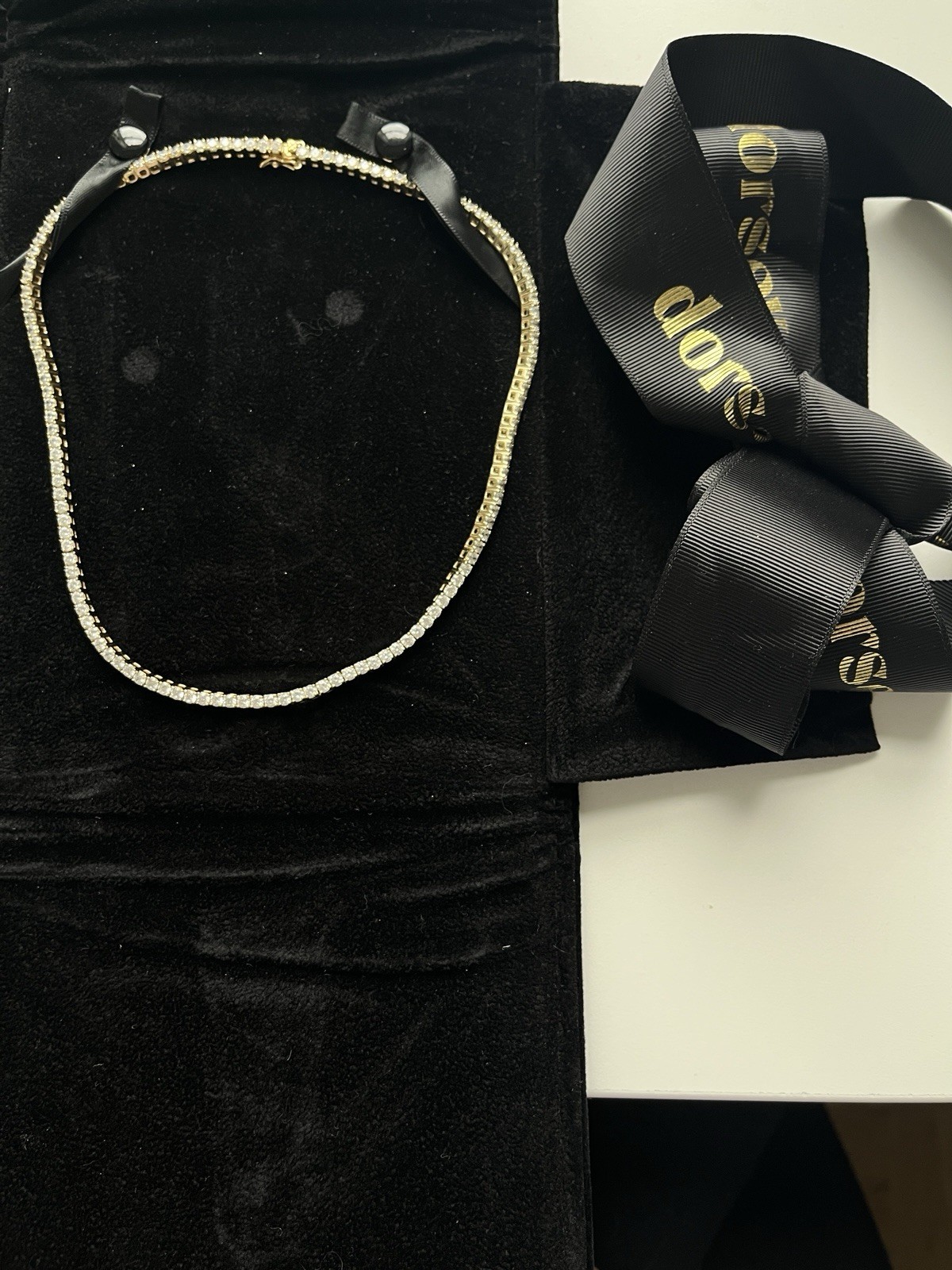 Dorsey Kate Riviere Necklace 17″ Tennis Necklace – 18k Gold Vermeil Setting