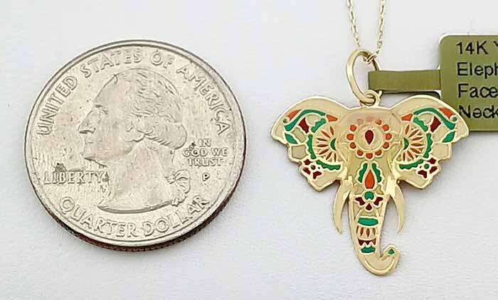 SOLID ELEPHANT PENDANT 14K YELLOW GOLD – New With Tag