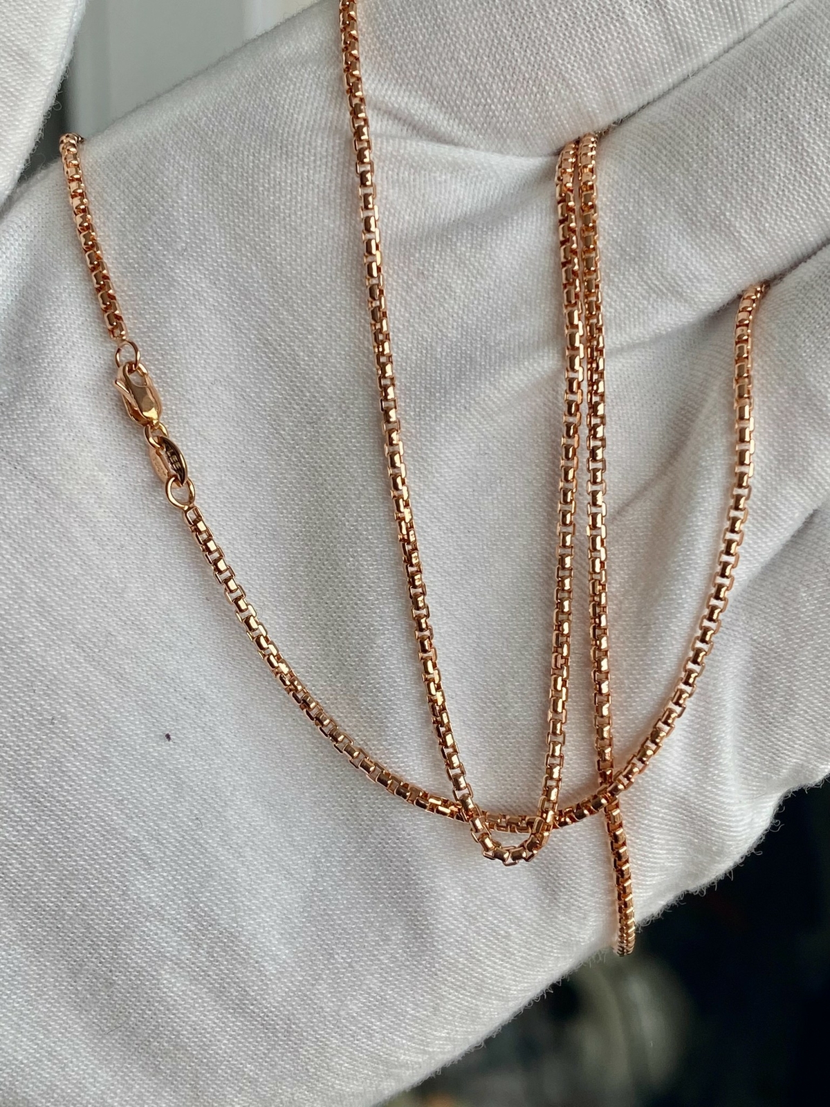 1.8MM Solid 14K Rose Gold Round Box D.C Chain Necklace 16-24″