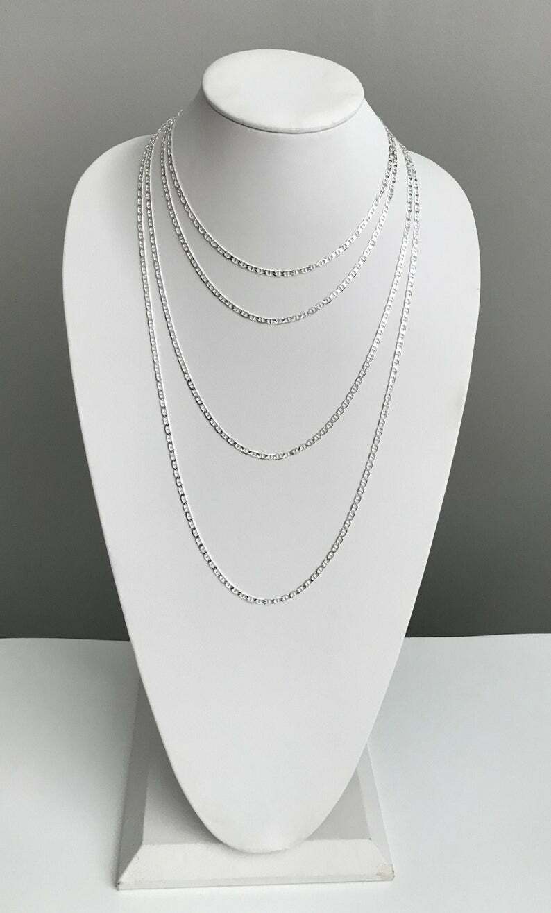 925 Sterling Silver 3.5 mm Mariner Link Chain,Made in Italy Necklace -G080