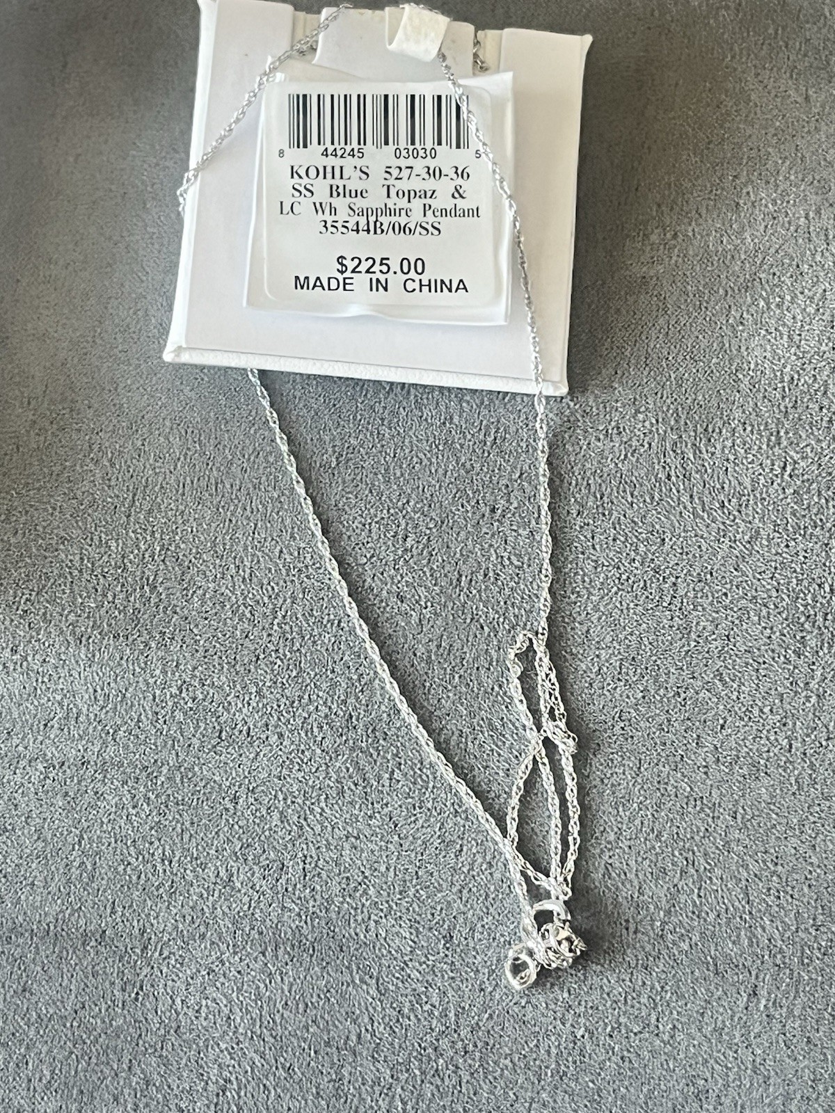 Sterling Silver Blue Topaz And White Sapphire Pendant, Lab Created, Teardrop NWT