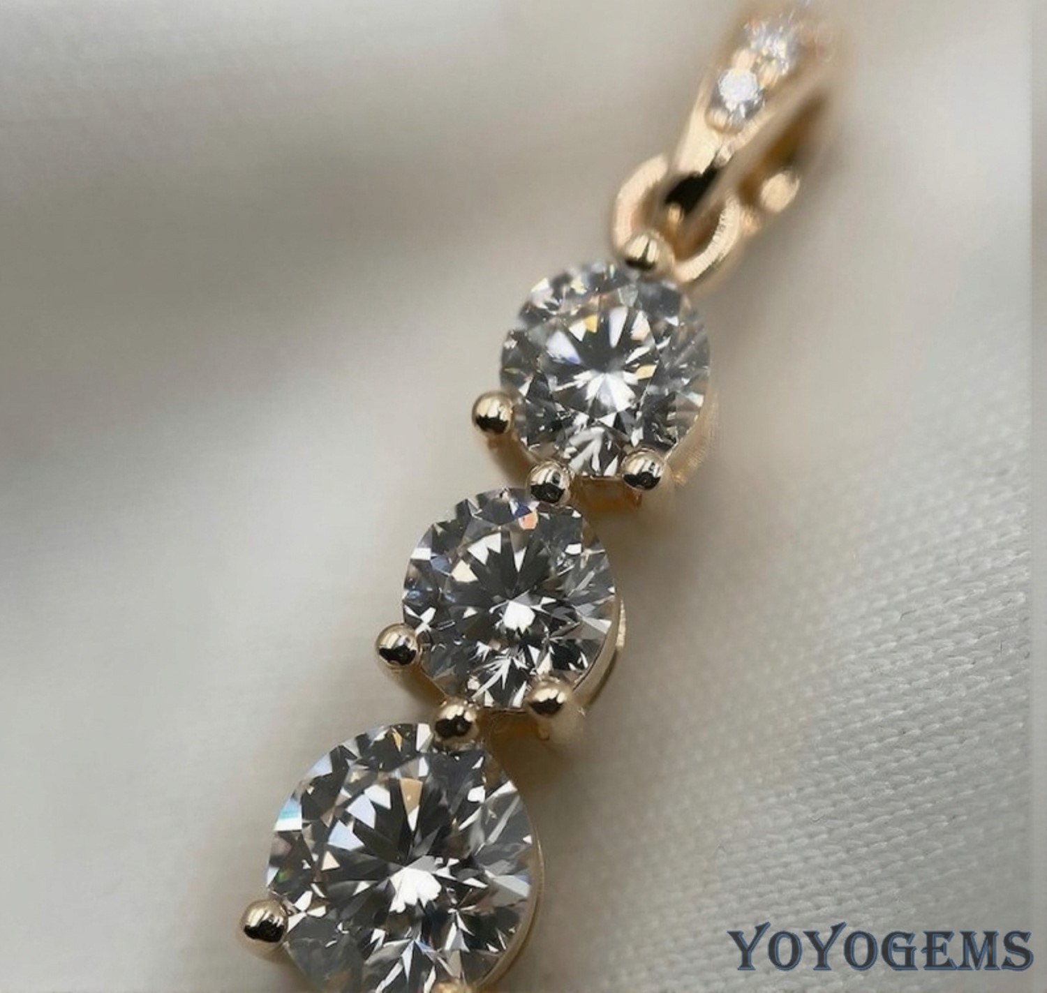 Solid 14K Yellow Gold Moissanite Fancy Wedding Pendant 2.10 CT Round Cut For Her