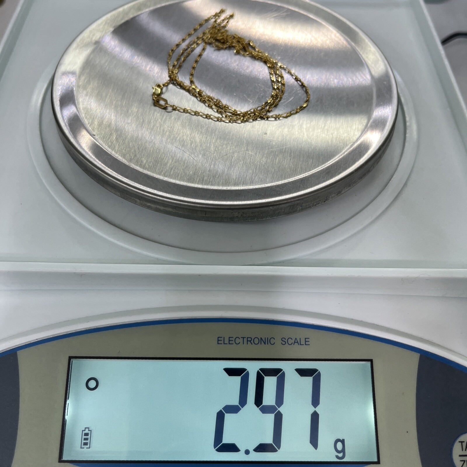 9ct 9k Yellow Gold Italian (1×1) Figaro Link Chain Necklace 2.97 Grams 70cm. New
