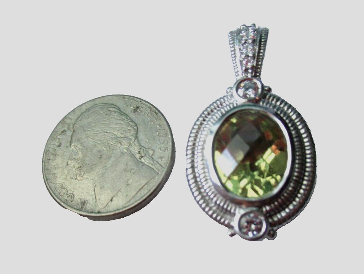 Judith Ripka Sterling Silver Lemon Citrine and Diamonique CZ Pendant Enhancer