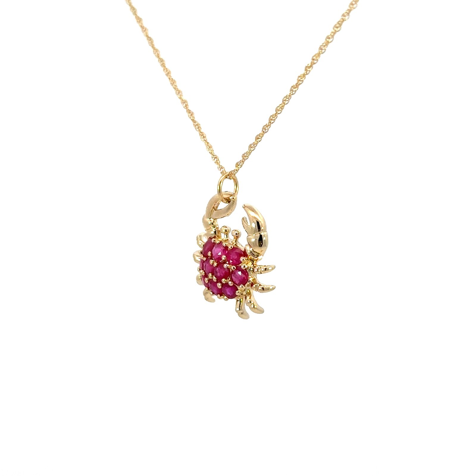 14KT. Yellow Gold Ruby Crab Pendant/Charm (15mm x 16mm)