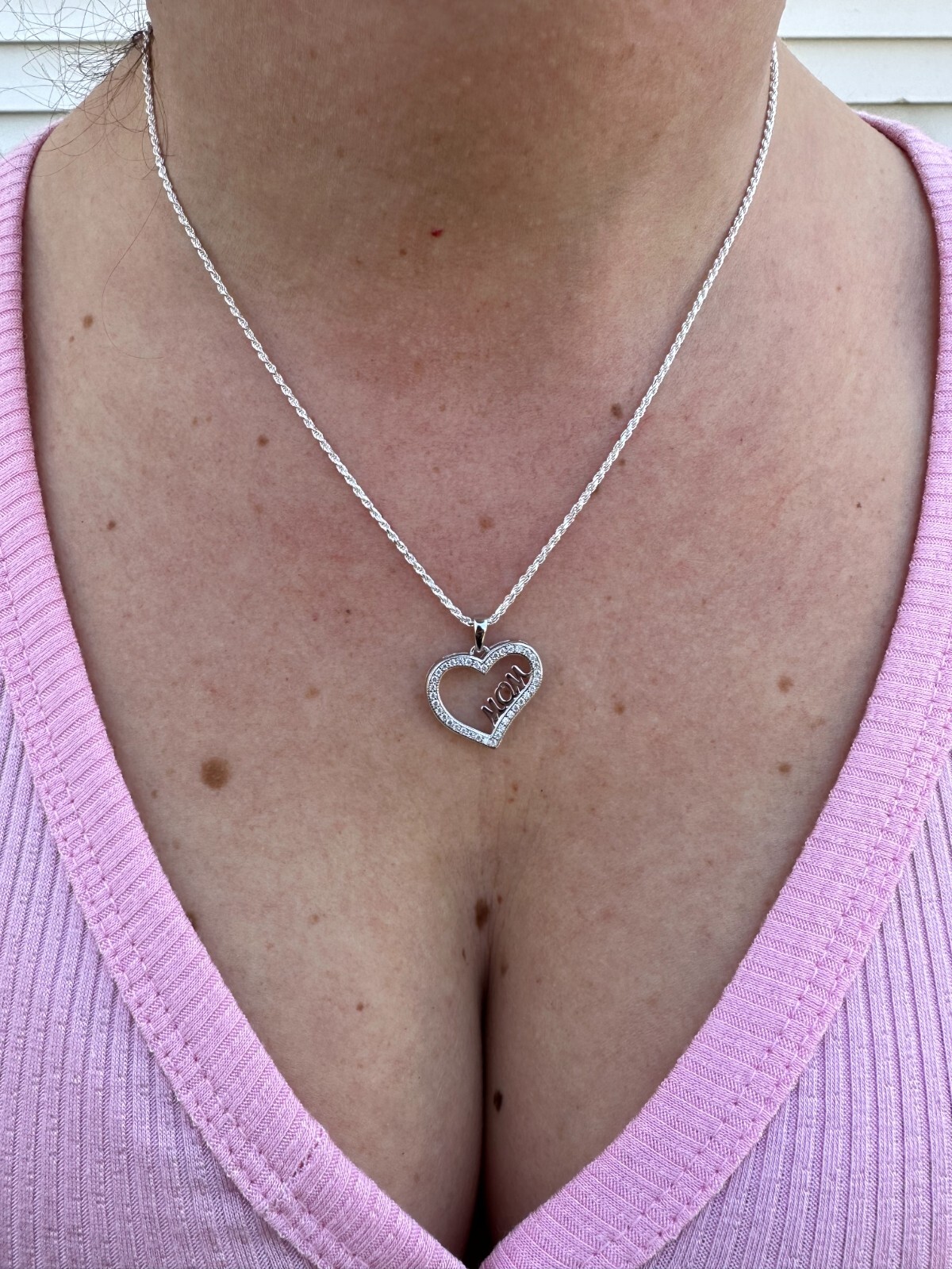 MOISSANITE 925 Silver/Gold Iced Mom Heart Shape Love Mother Day Pendant Necklace