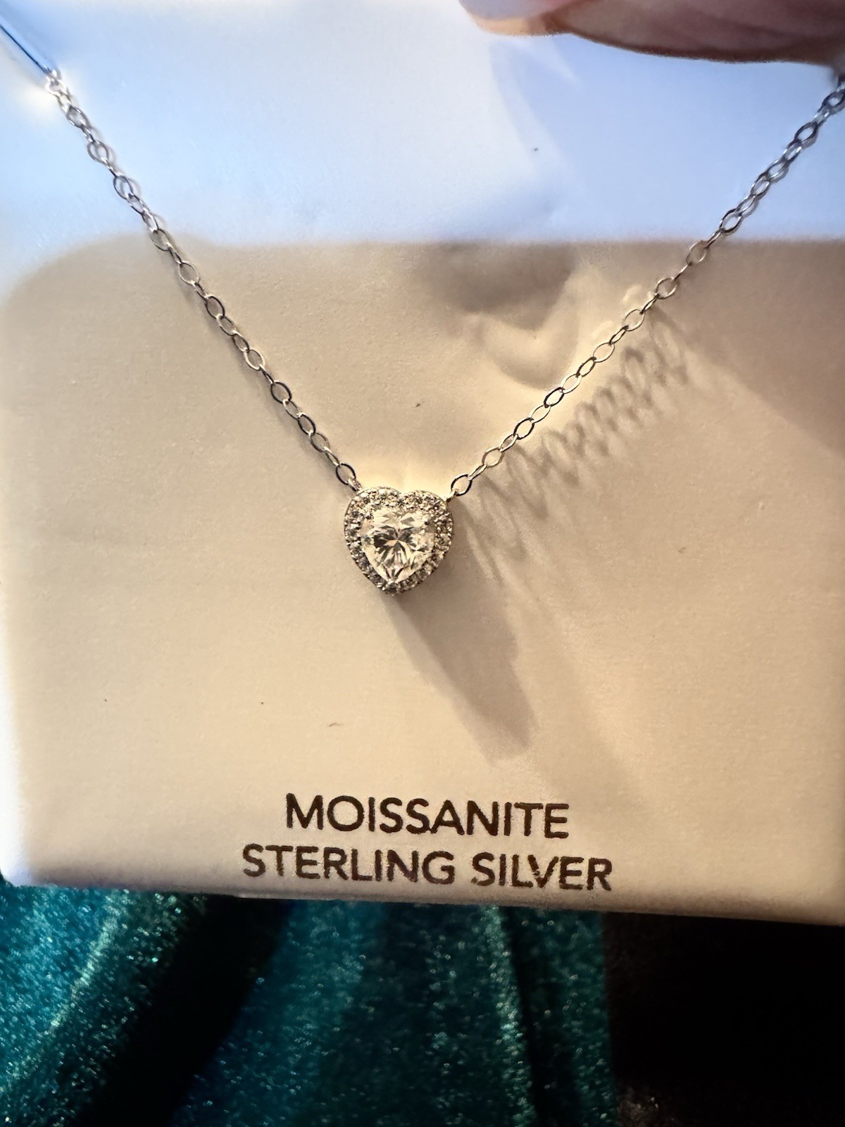 Moissanite Heart Pendant Necklace White/Colorless 925 Silver Cable Chain GRA