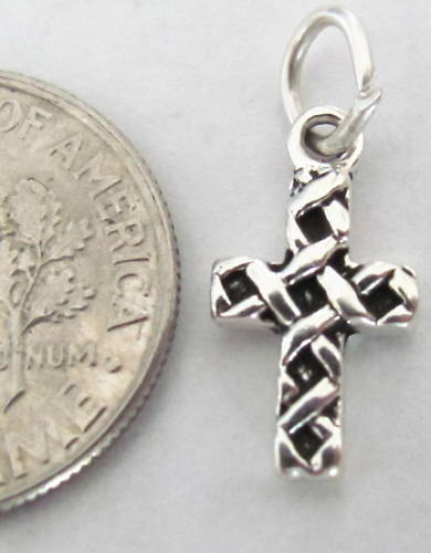 Very small Sterling Silver Celtic Cross mini tiny charm.