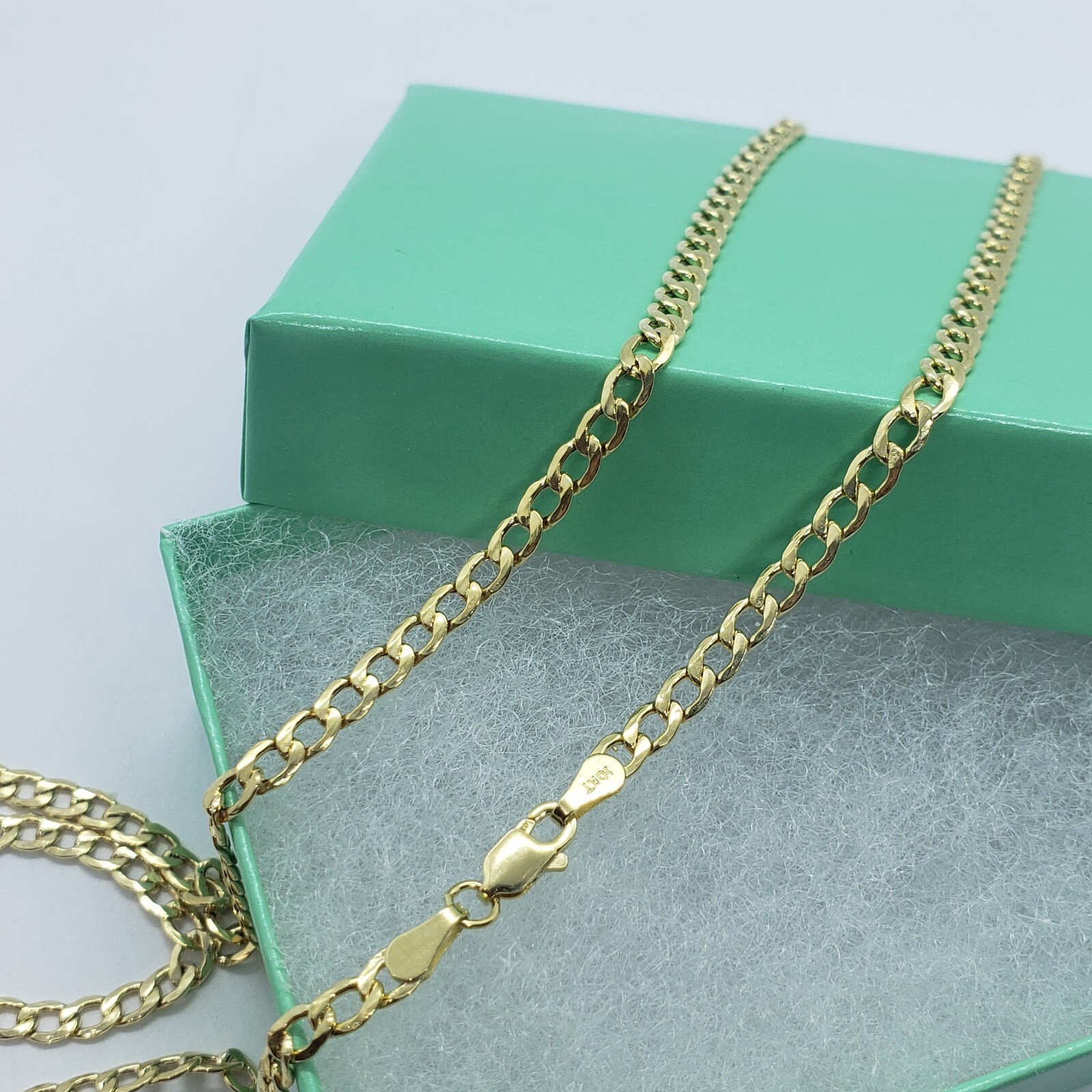 10K Yellow Gold Hollow Cuban Curb Chain Link Necklace Bracelet 3.5mm 4.5mm 7~30″