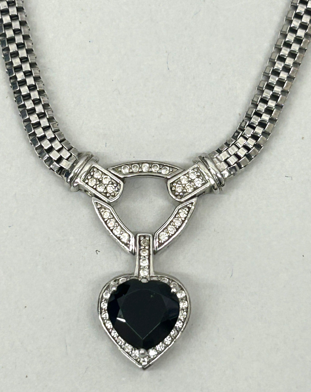Sterling Silver BBJ Black Rhodium CZ Heart Pendant 18″ Necklace 23.5g