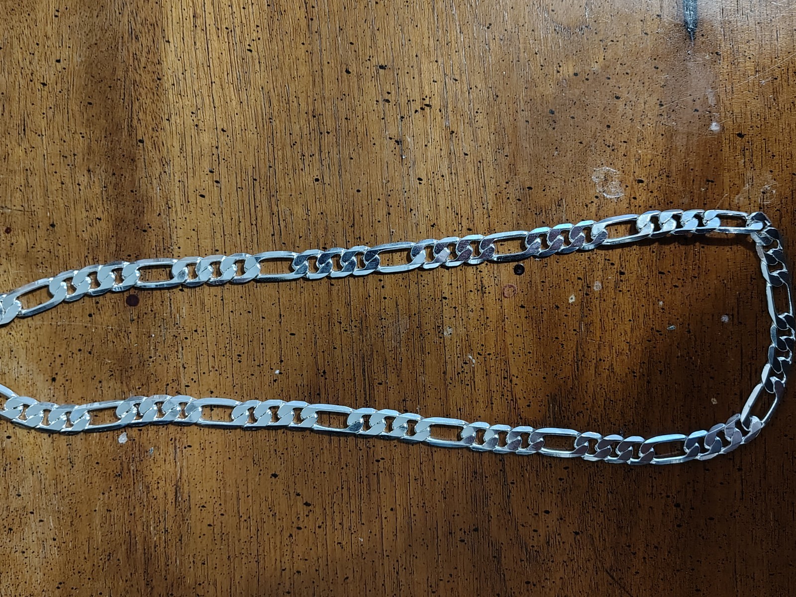 Silver Figaro Chain Necklace for Men & Women, 925 Sterling Silver, Diamond Cut,