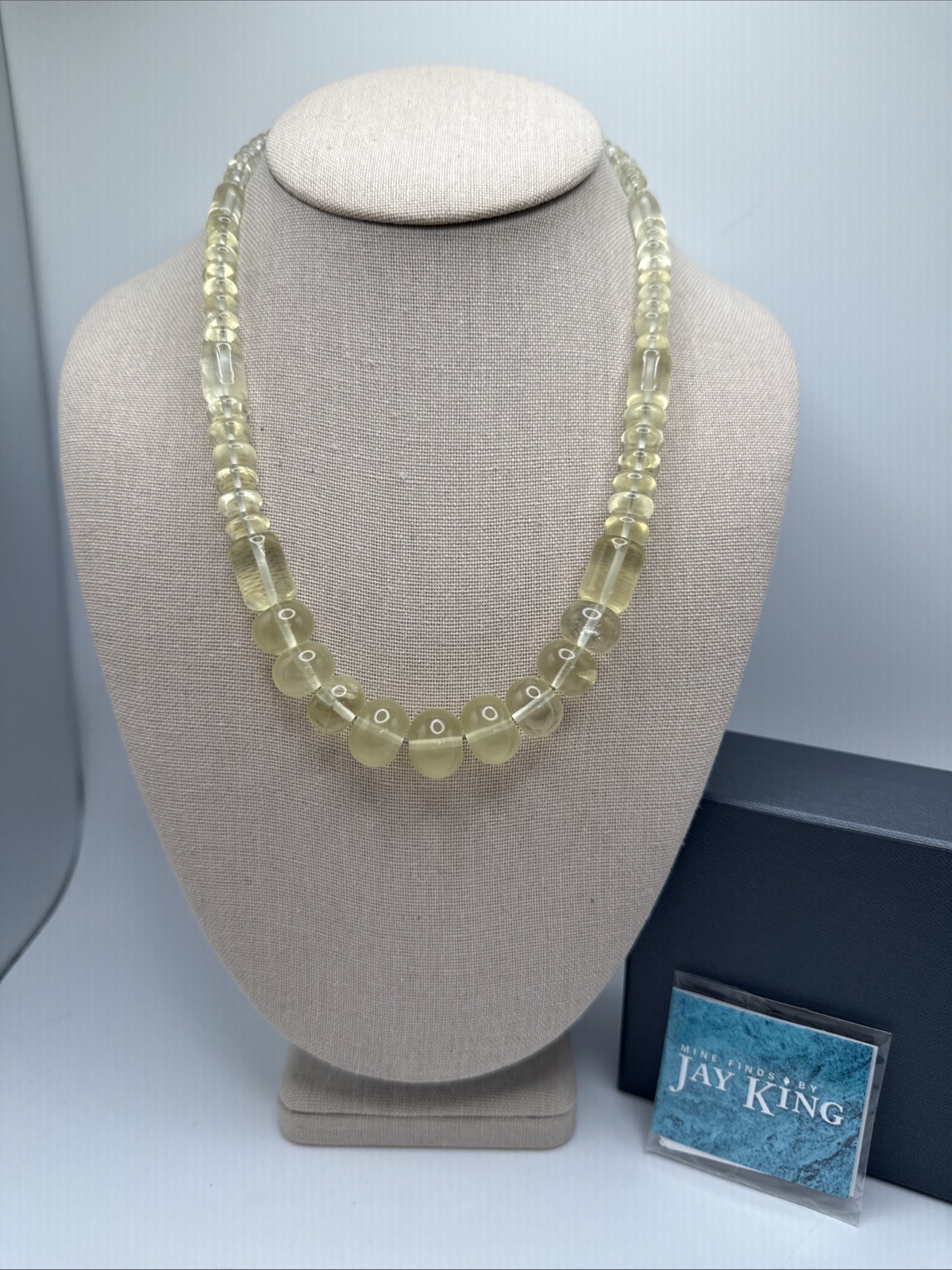 Jay King Natural Brazilian Lemon Citrine Graduated Bead Sterling Silver Necklace