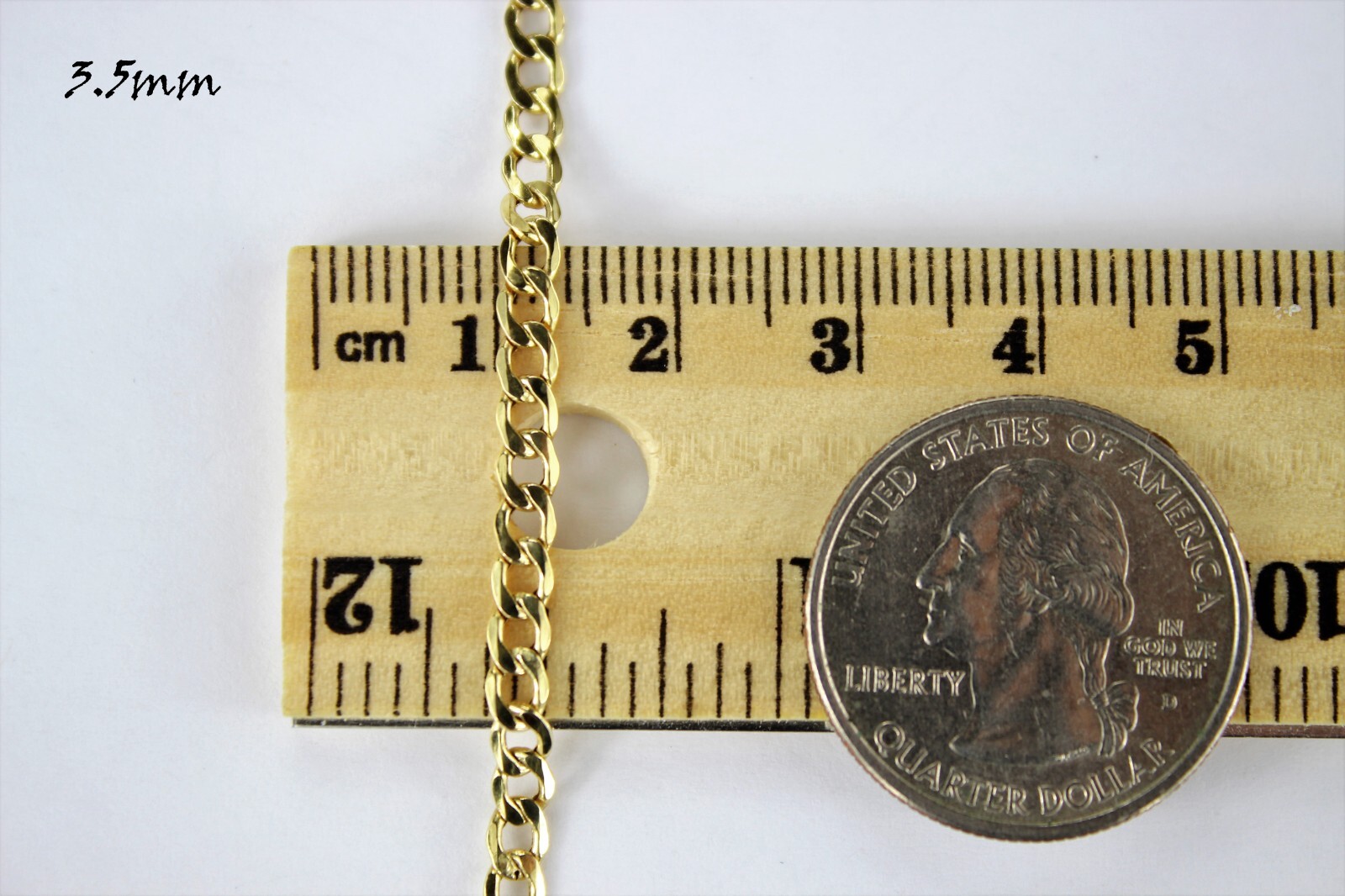 10K Yellow Gold 2mm -5.5mm Curb Cuban Chain Link Necklace Bracelet 7″-30″ Hollow