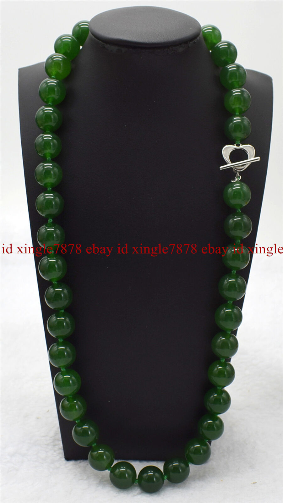 Genuine 12mm Natural Dark Green Jade Round Gemstone Beads Necklace 16-28″