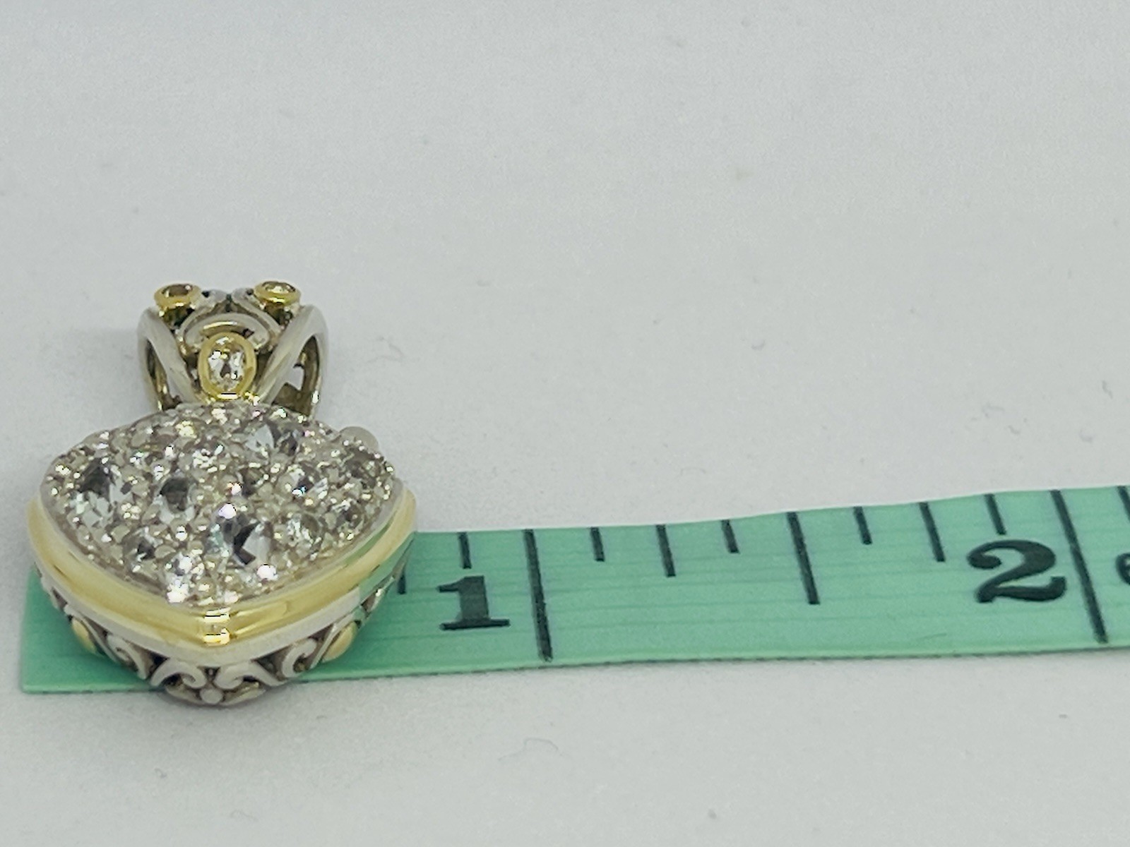 John Hardy Batu 18k Gold 925 Sterling Silver White Topaz Pendant Enhancer