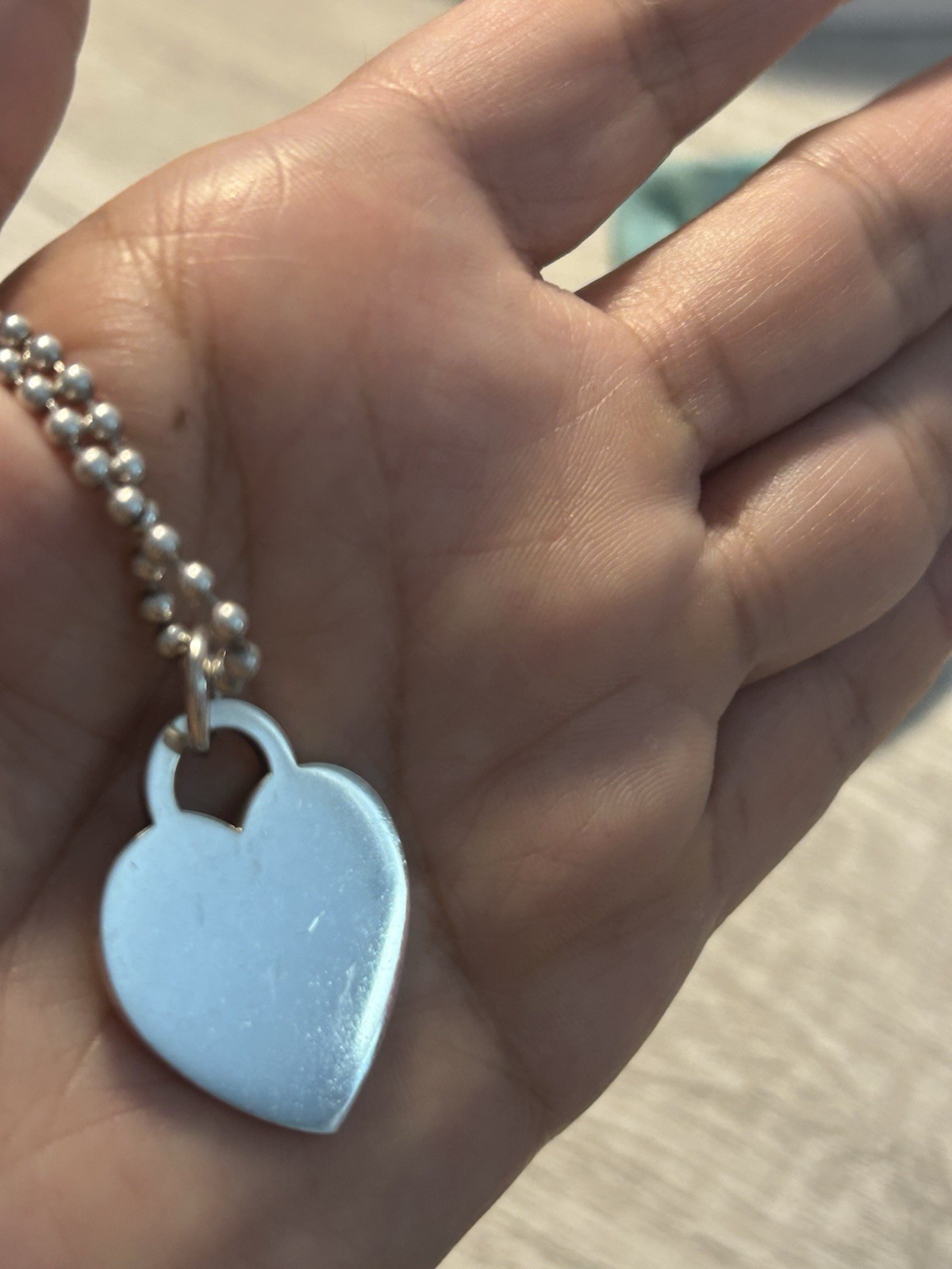 Tiffany & Co. Return to Tiffany 925 Silver Heart Tag Ball Chain Necklace