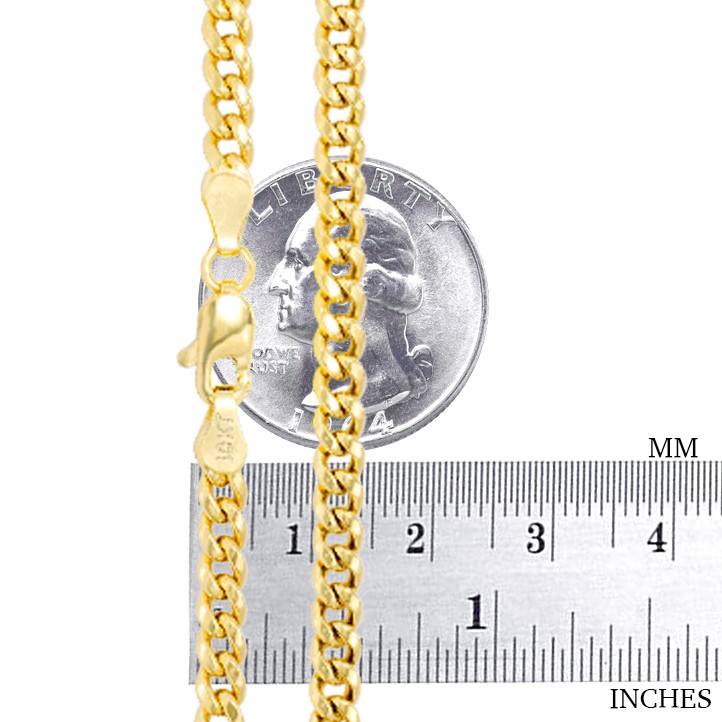 10K Yellow Gold Solid 3.5mm Miami Cuban Link Chain Necklace Mens Women 16″- 30″