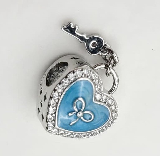 925 Sterling Sikver Heart Lock & Key Charm Pendant For Bracelet/Necklace