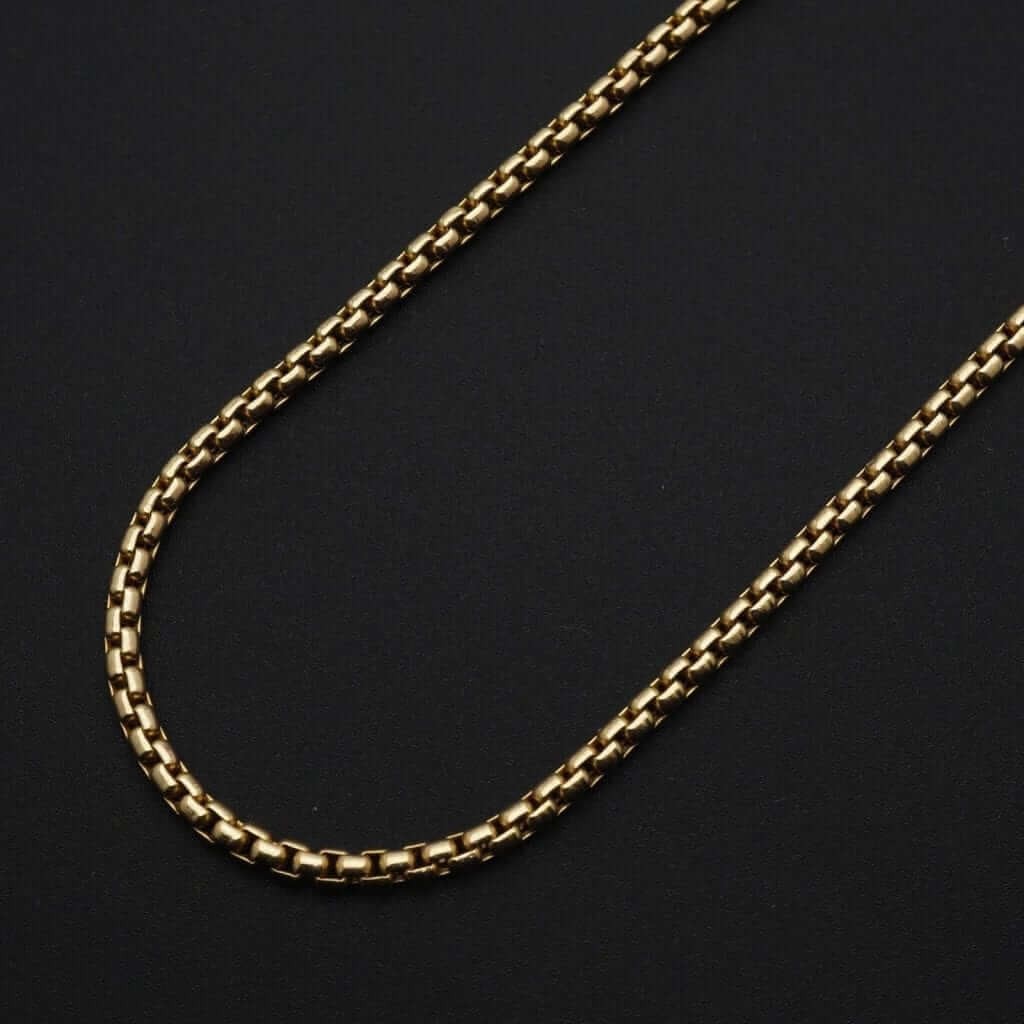 14K Yellow Gold Hollow 2mm Round Box Chain Necklace 18″ 20″ 22″ 24″ 26″