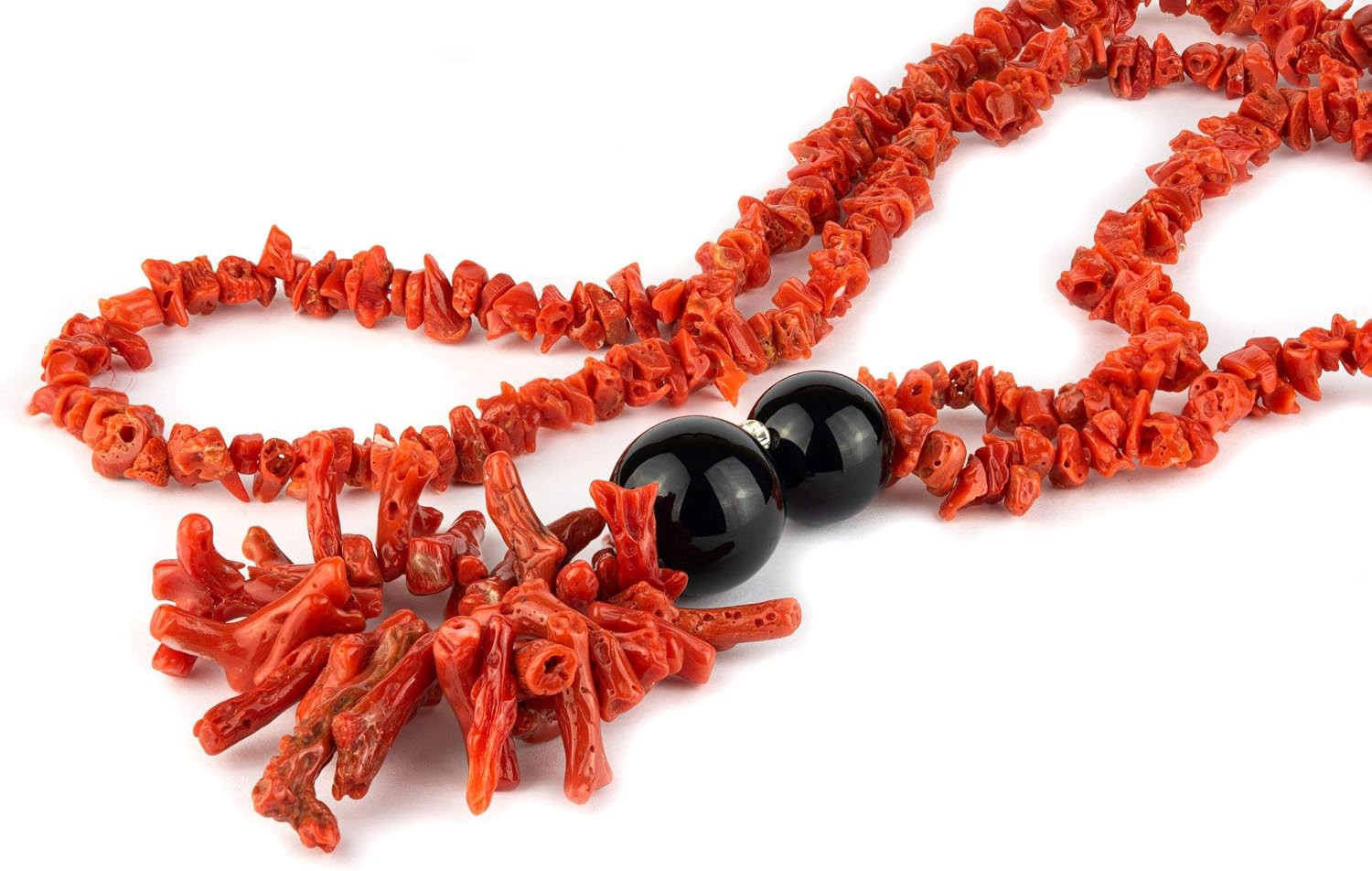Coral Necklace (From Sardinia Italy) and Black Agate