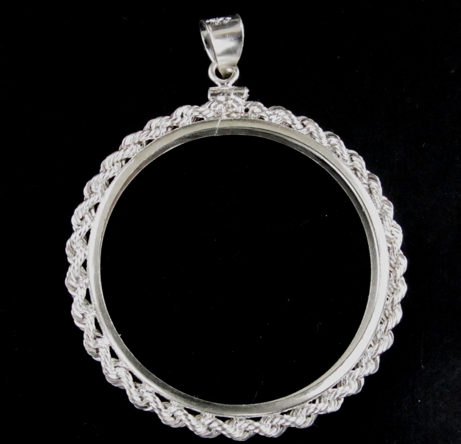 Coin Bezel One Ounce Silver Maple Leaf Rope Bezel Sterling Silver Soldered Bail
