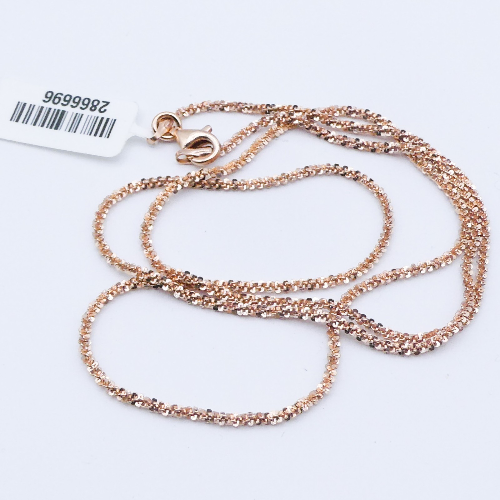 Rose Gold Over Sterling Silver Twisted Confetti 24″ Chain Necklace Stackable