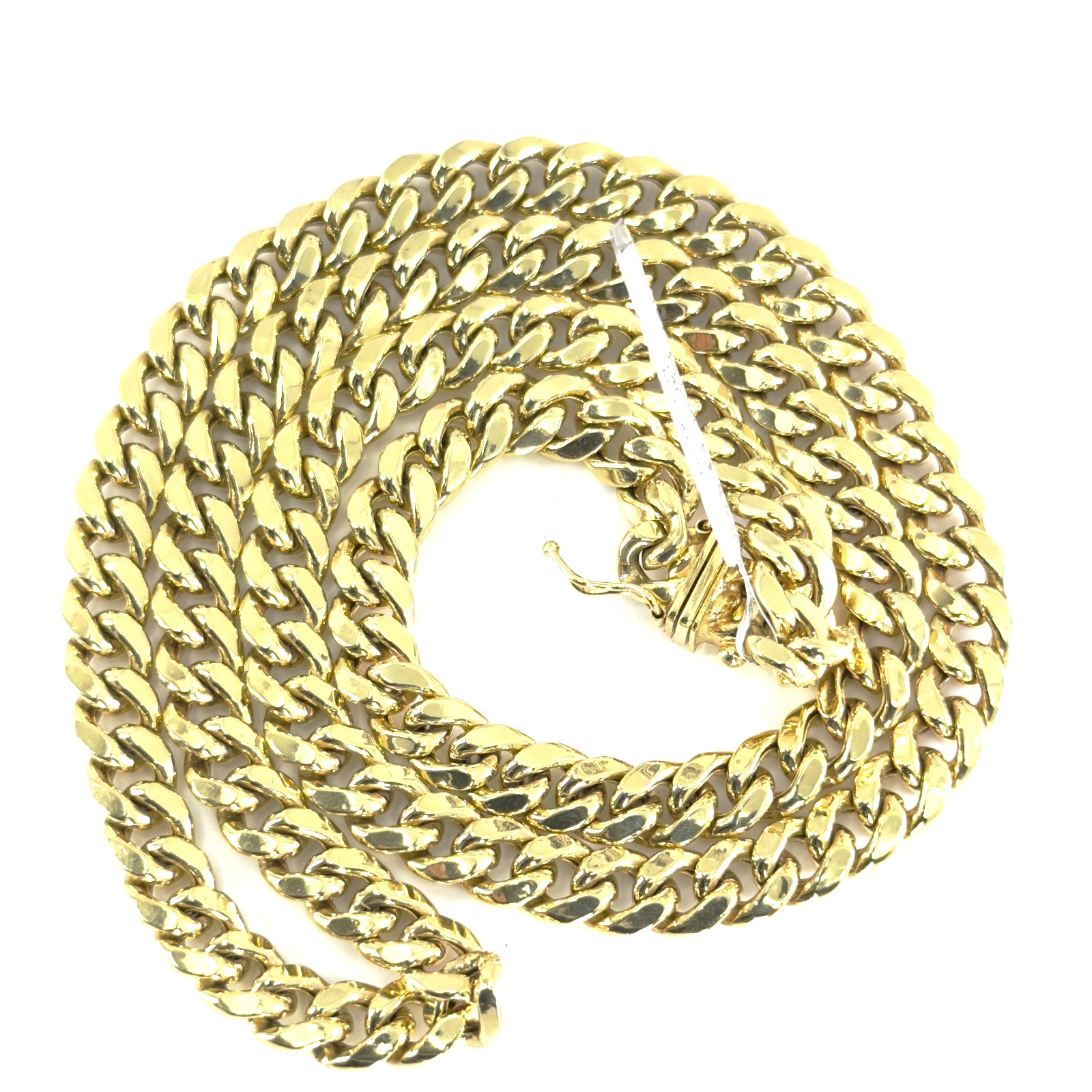 Real 14K Yellow Gold Cuban Link Chain 6.5mm 22 inch Mens Necklace Hollow