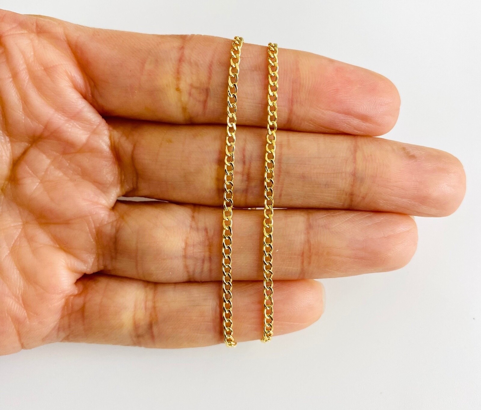 14K GOLD CURB CHAIN NECKLACE 18″ LONG, 2MM 14K REAL GOLD CHAIN – CU050