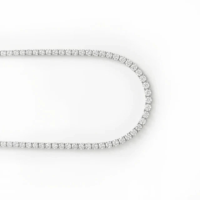10CT Round Cut Moissanite Diamond Women’s Tennis Necklace 18″ 925 Silver