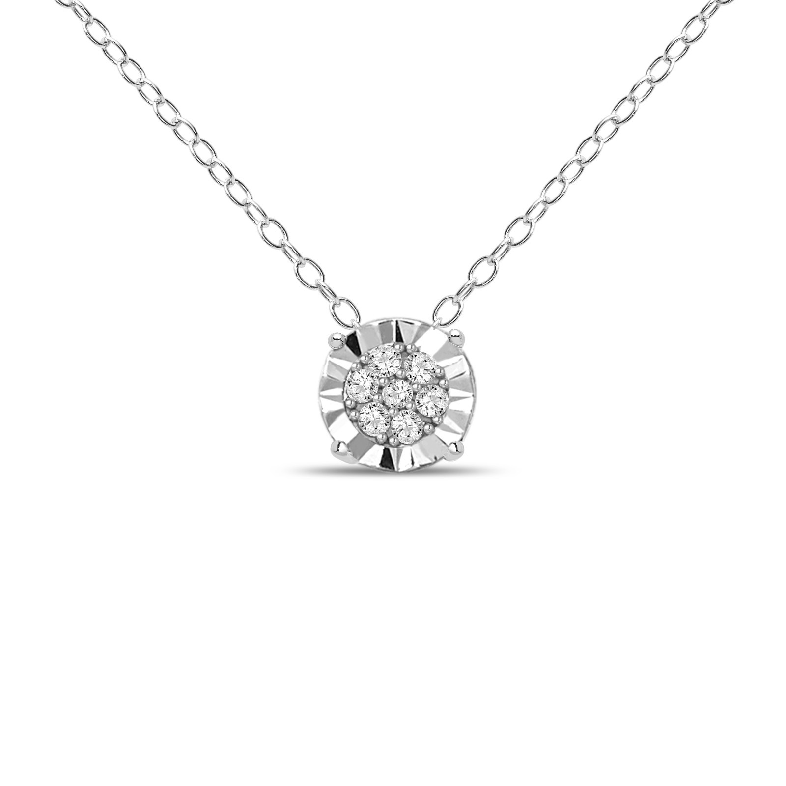 $699- 1/5CTTW Natural Diamond HALO DROP FASHION PENDANT NECKLACE 925/14k PL