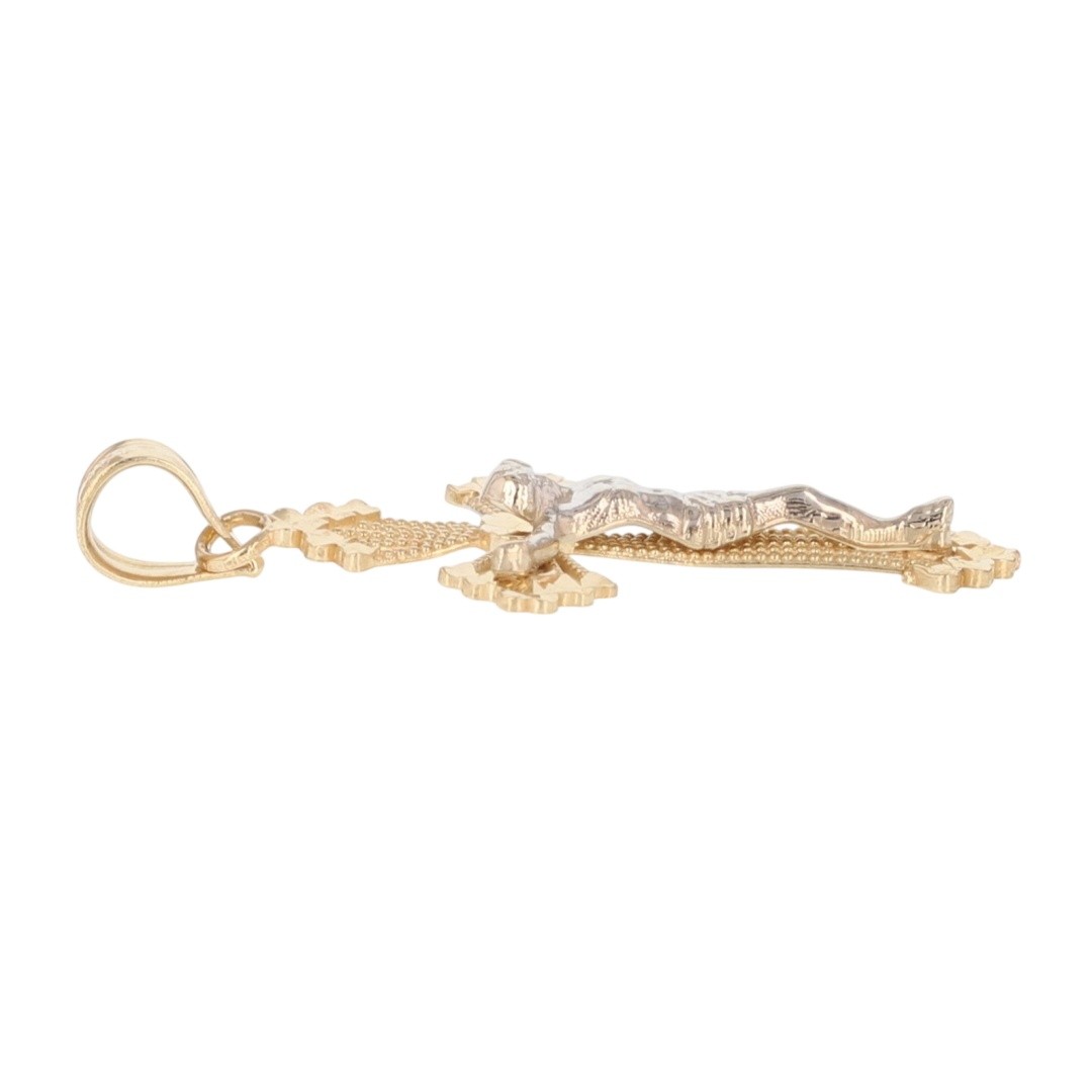 Religious Crucifix Cross Pendant without Chain 14k Multi-Tone Gold 1.15 Grams