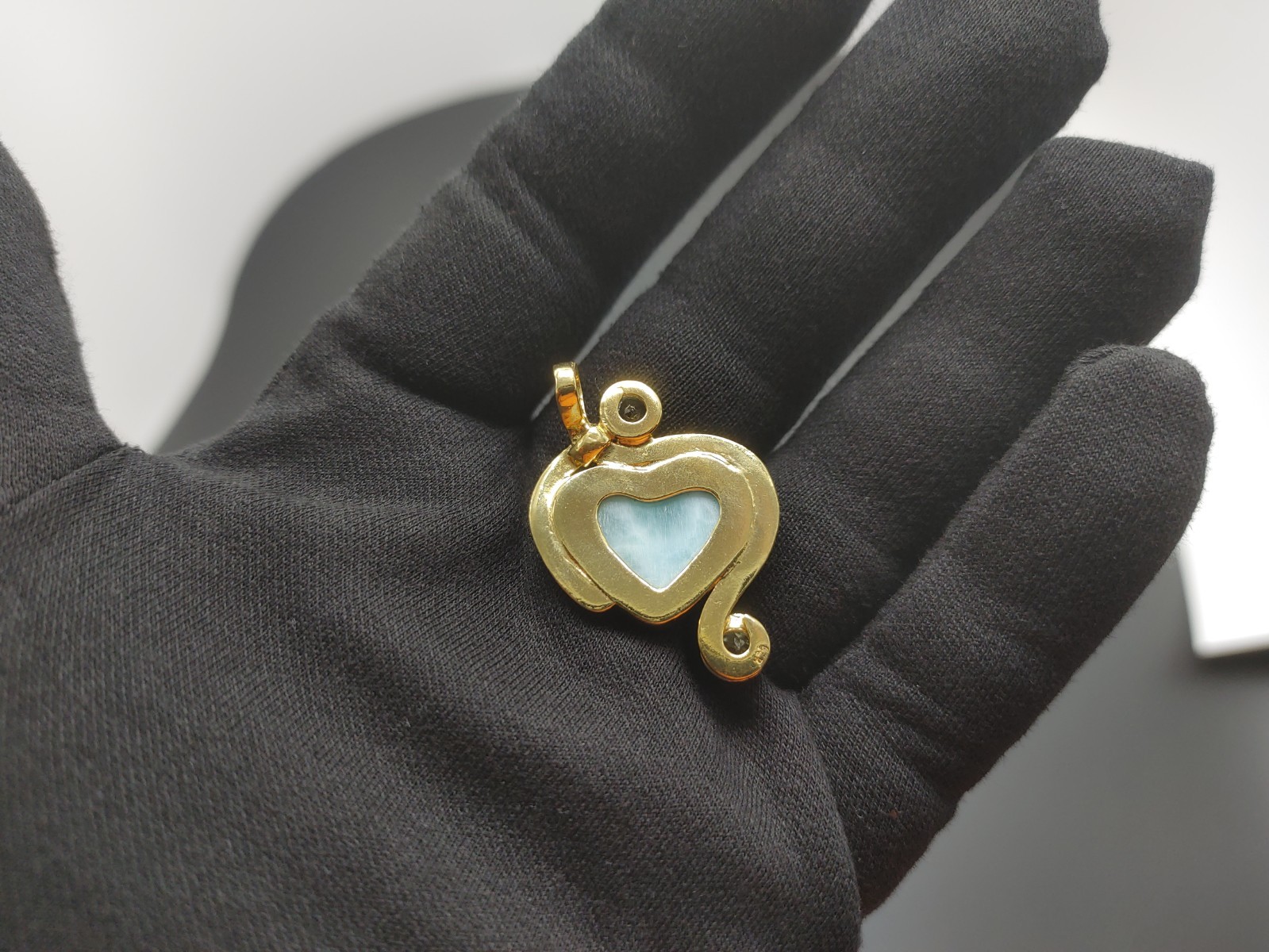 Beautiful Larimar Heart Pendant with Gold Vermeil and Topaz