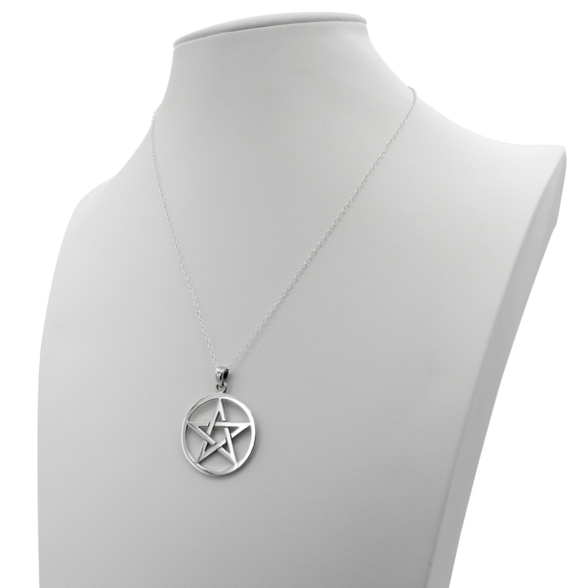 Solid 925 Sterling Silver Pentacle Necklace Pentagram Wicca Jewelry (16-30″)