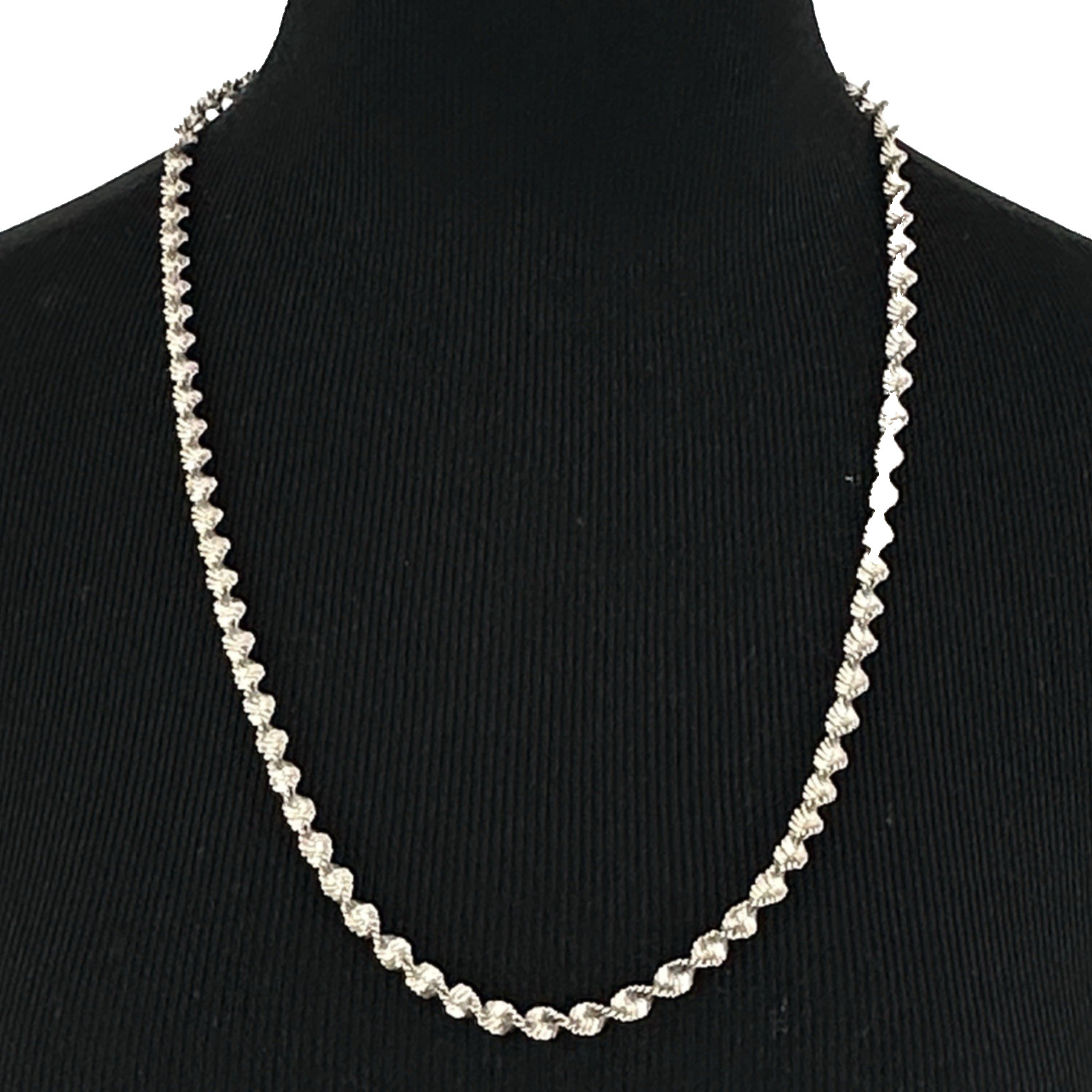 TWISTED HERRINGBONE chain necklace – 26″ sterling silver 6mm diamond-cut 28.8g