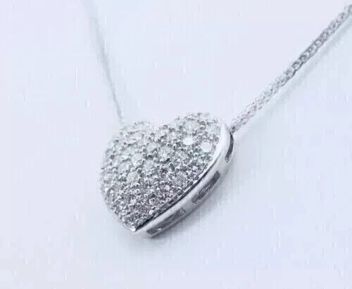 2 Ct Round Cut Lab Created Diamond 14K White Gold Plated Heart Pendant Necklace