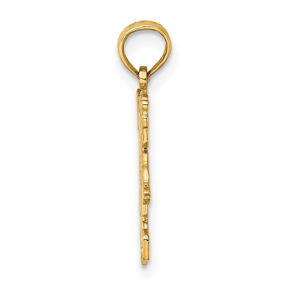 14k Yellow Gold Girl Waving with Flower on Blouse Charm Pendant 0.63gm L-0.75 in