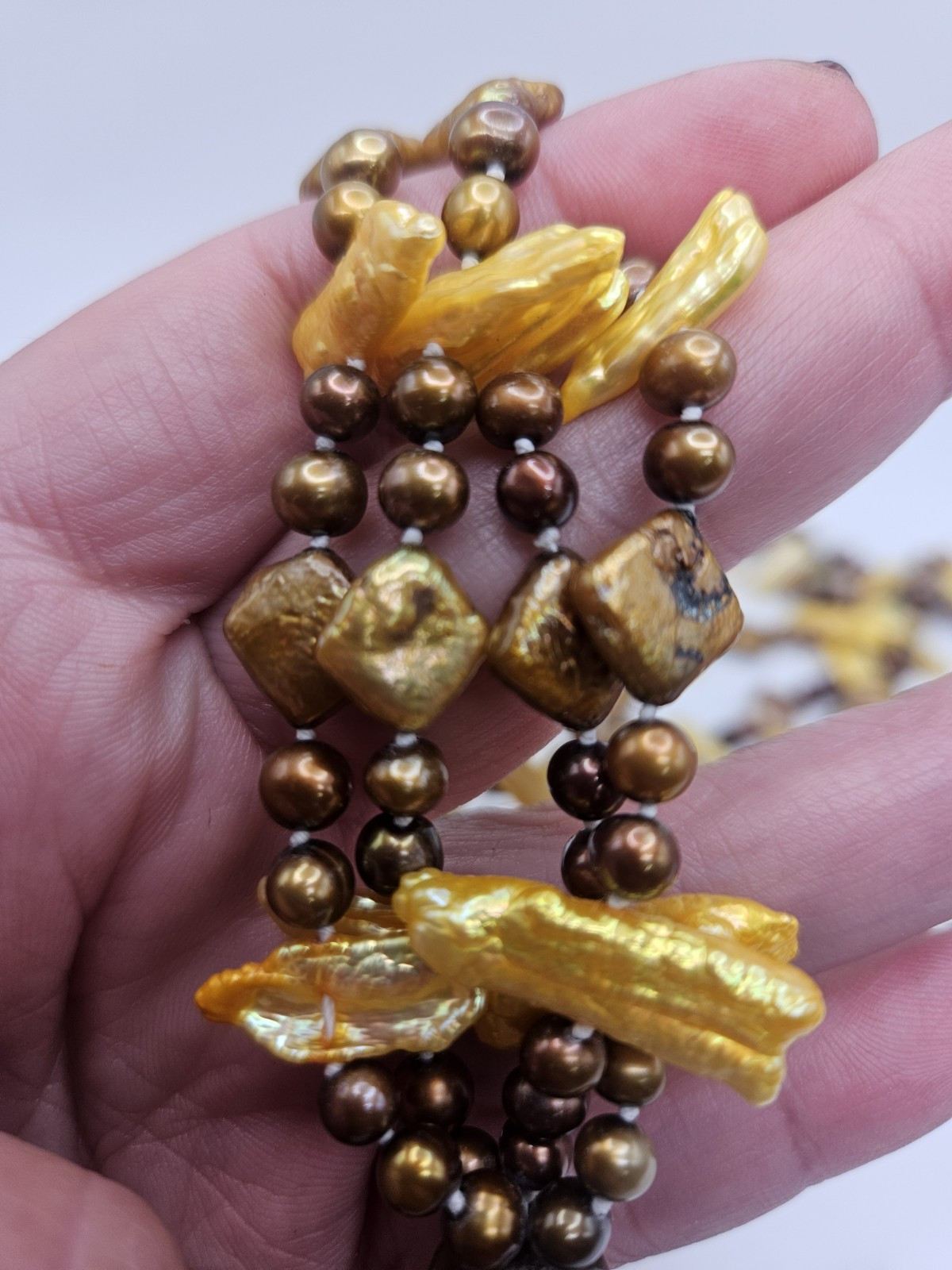DTR Jay King Yellow & Brown Pearl Tassel Beaded Necklace