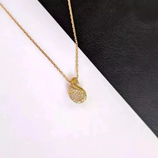 1.50 Ct Round Cut Real Moissanite 14K Yellow Gold Plated Women’s Swan Pendant