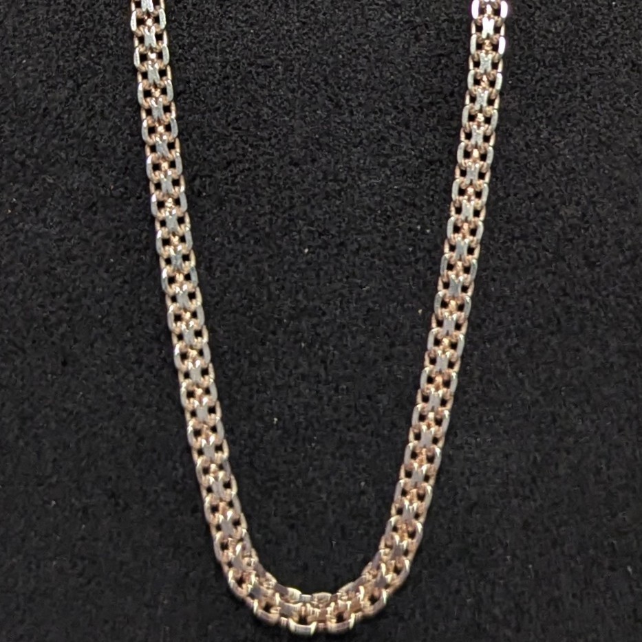 925 Sterling Silver Bismark Chain Necklace Made in Italy Woven Double Link