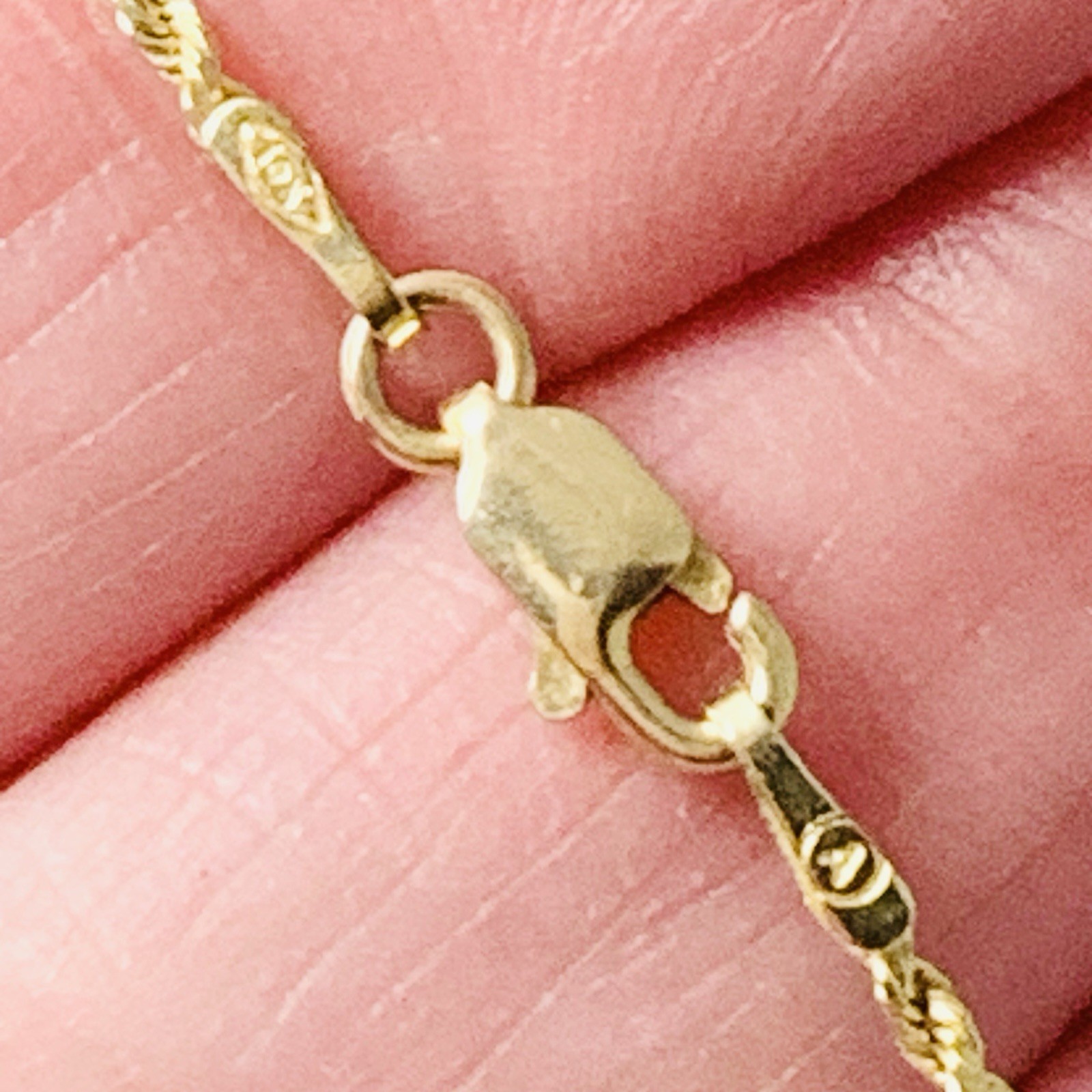 Solid 10k Yellow Gold Necklace Rope Chain Diamond Cut Sparkle 3.43gr ~1.5mm 18”