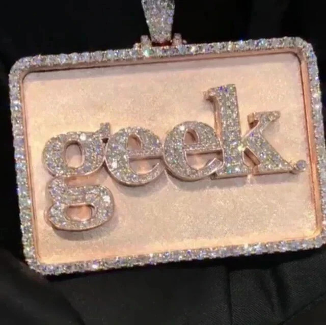 2Ct Round Cut Lab Created Diamond Men’s Custom Name Pendant 14K Rose Gold Plated