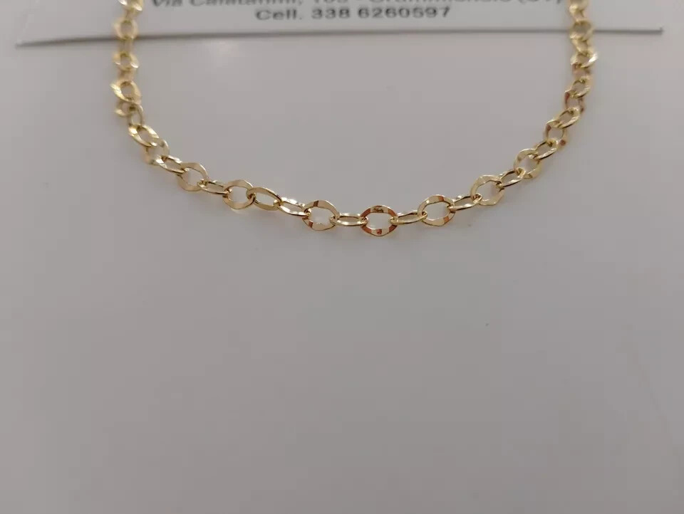 18K YELLOW GOLD CHAIN 3/4 MM WIDTH ROLO OVAL LINK 17.72 INCHES 45 CM ITALY MADE