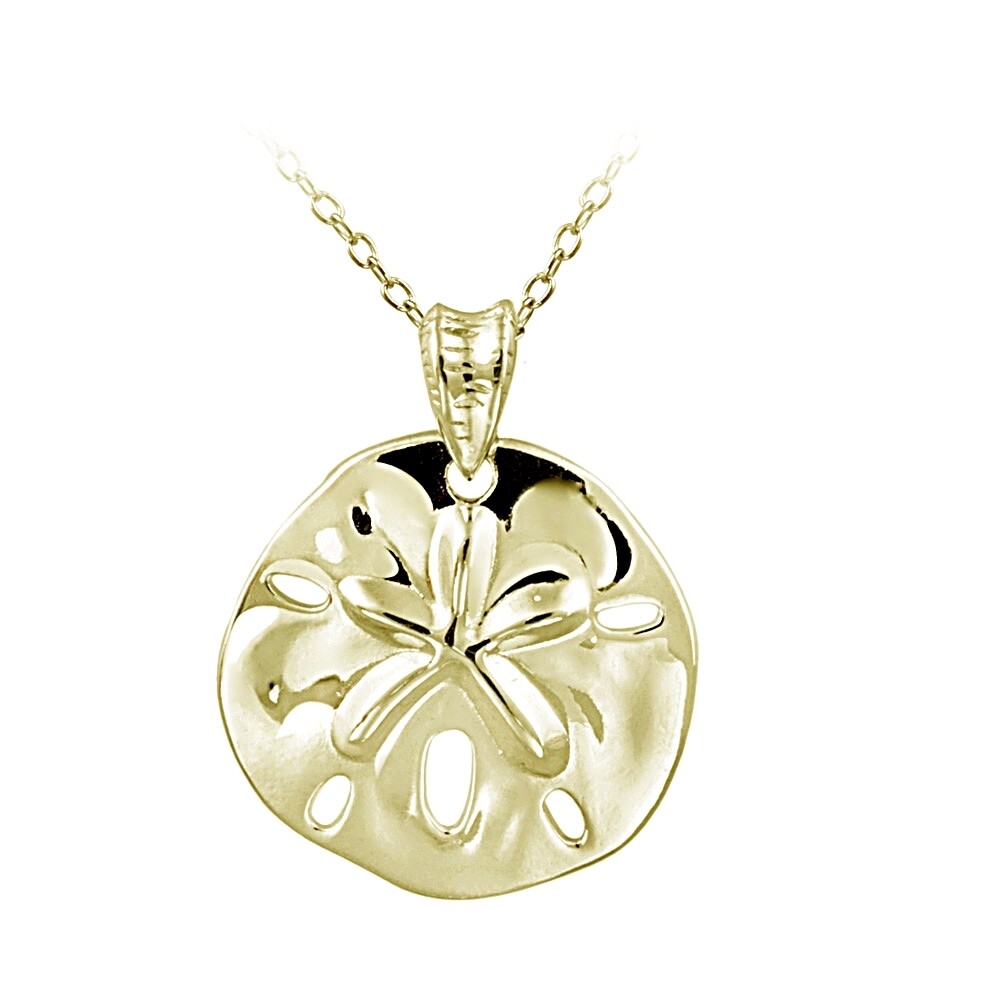Gold Tone over Sterling Silver Beach Sand Dollar Necklace