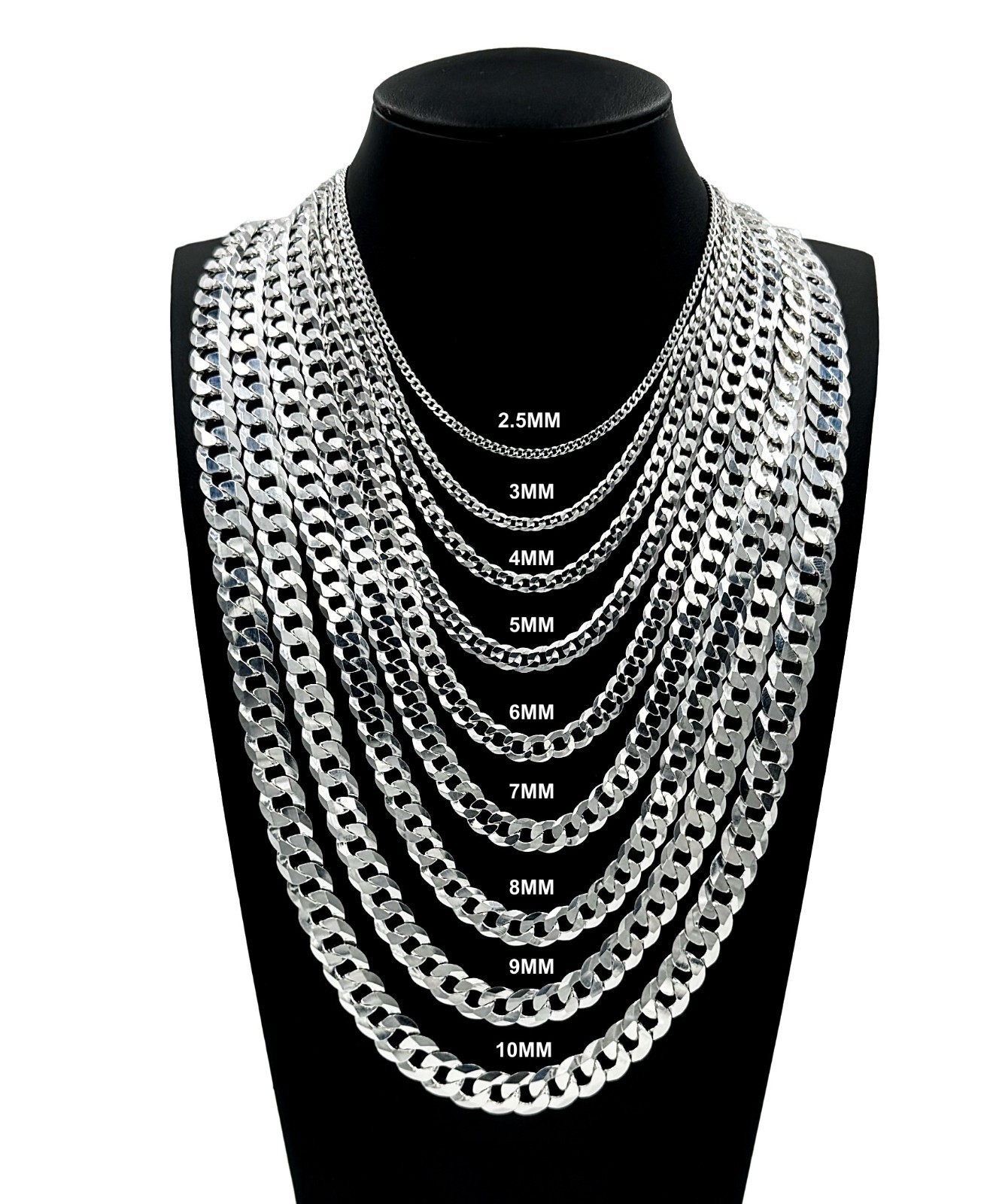 Real SOLID 925 Sterling Silver CURB CUBAN Chain Necklace or Bracelet Mens Womens