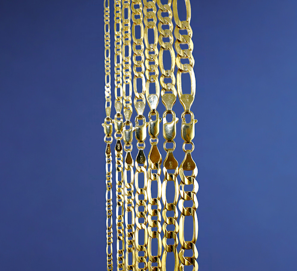 10K Yellow Gold 2mm-11mm SOLID Figaro Chain Necklace All Sizes Real Gold