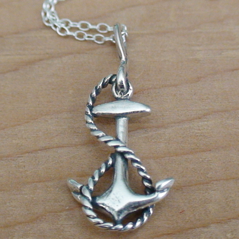 Anchor Necklace – 925 Sterling Silver – Anchor Charm *NEW* Nautical Sailor Beach