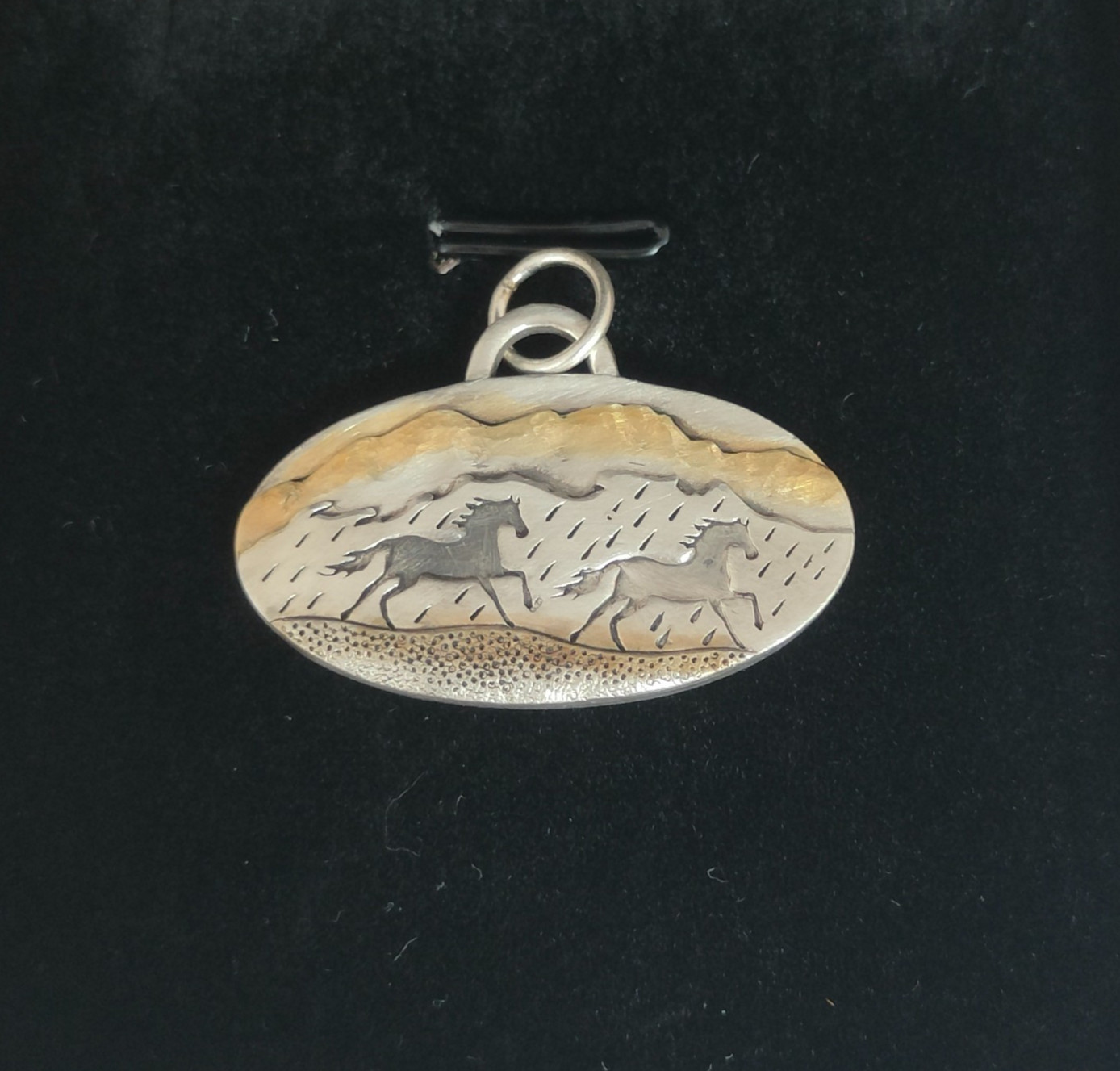 Running Horse Landscape Pendant Handmade Wildlife Nature Charm S925 Silver
