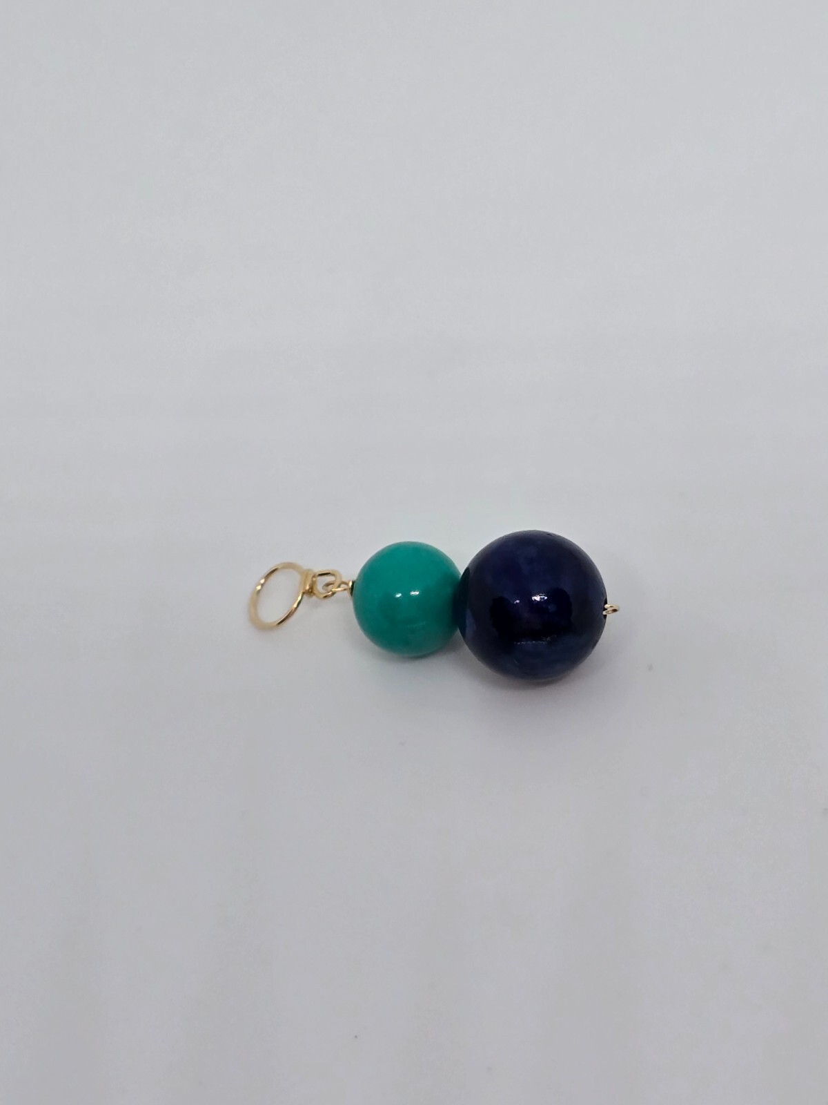 14k Yellow Gold Lapis Lazuli and Turquoise Drop Dangle Pendant 1″