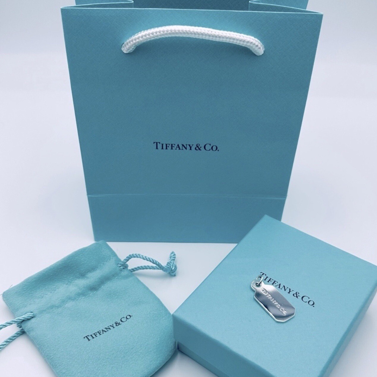 Tiffany & Co. Diamond Tag Charm in Silver with Original Packaging