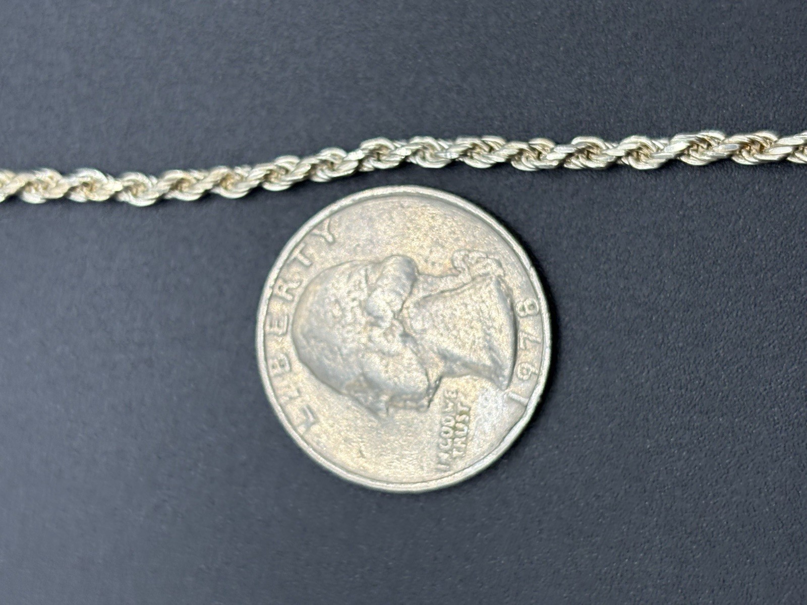 20″ EUC Sterling Silver Rope Chain 2.25MM 9 Grams C19